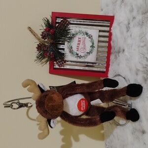 Festive Reindeer Moose Plush Key Chain Holder
